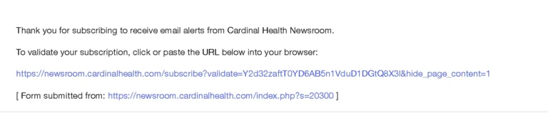 Cardinal Health Email - Email validation for Cardinal Health Newsroom required