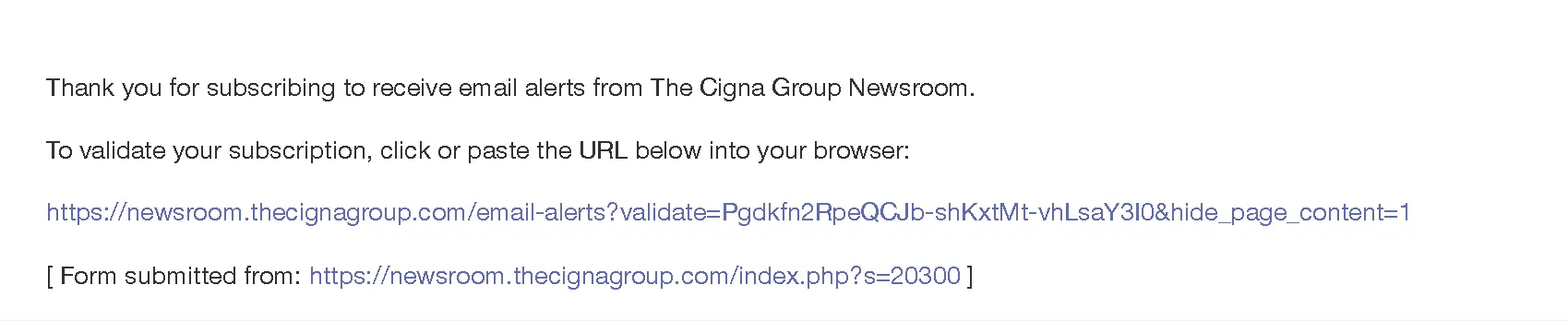 The Cigna Group Email - Email validation for The Cigna Group Newsroom required